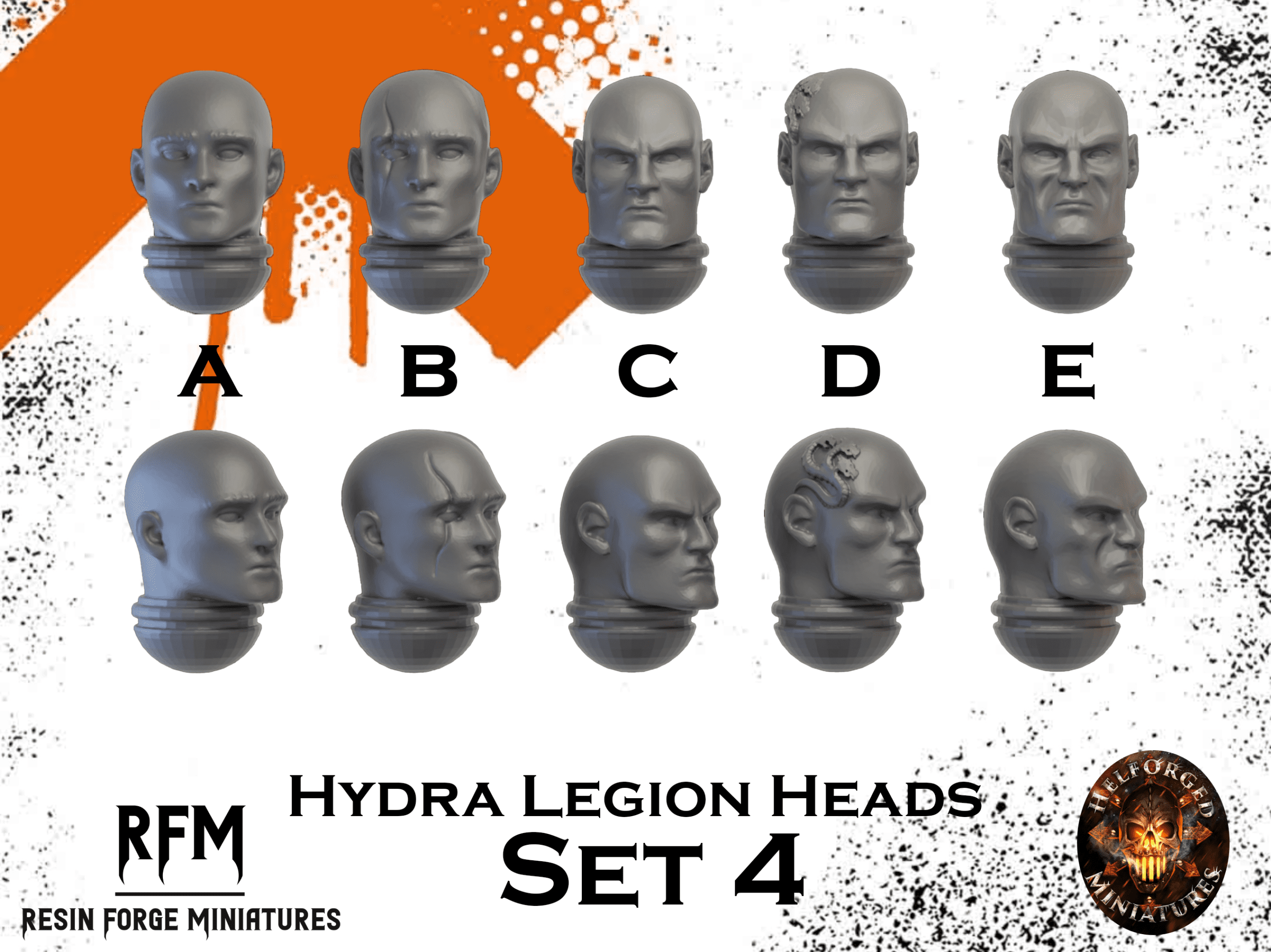 10x Hydra Legion Bald Heads by Helforged Miniatures