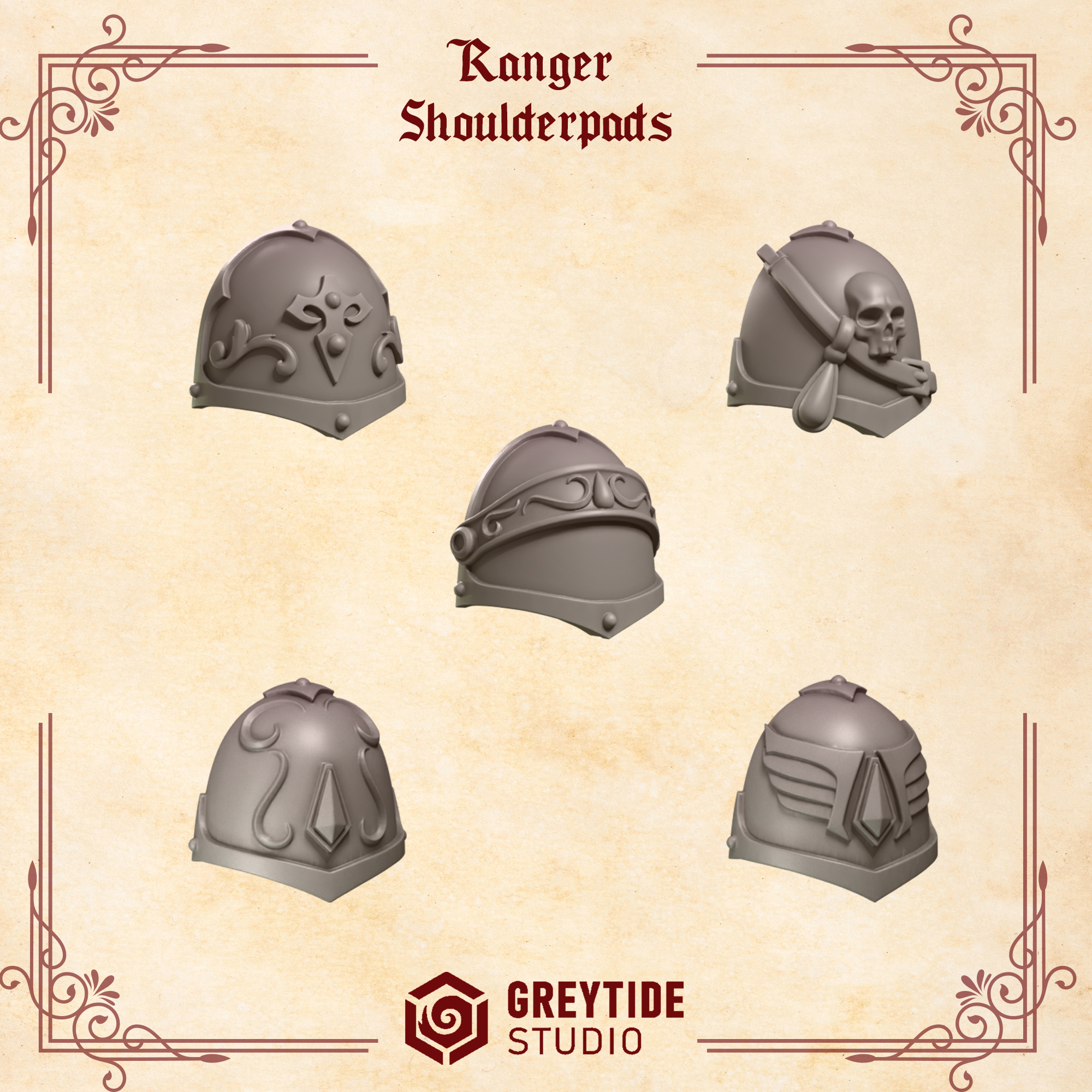 Ranger Shoulder Pads | Crimson Lords | GreyTide Studios