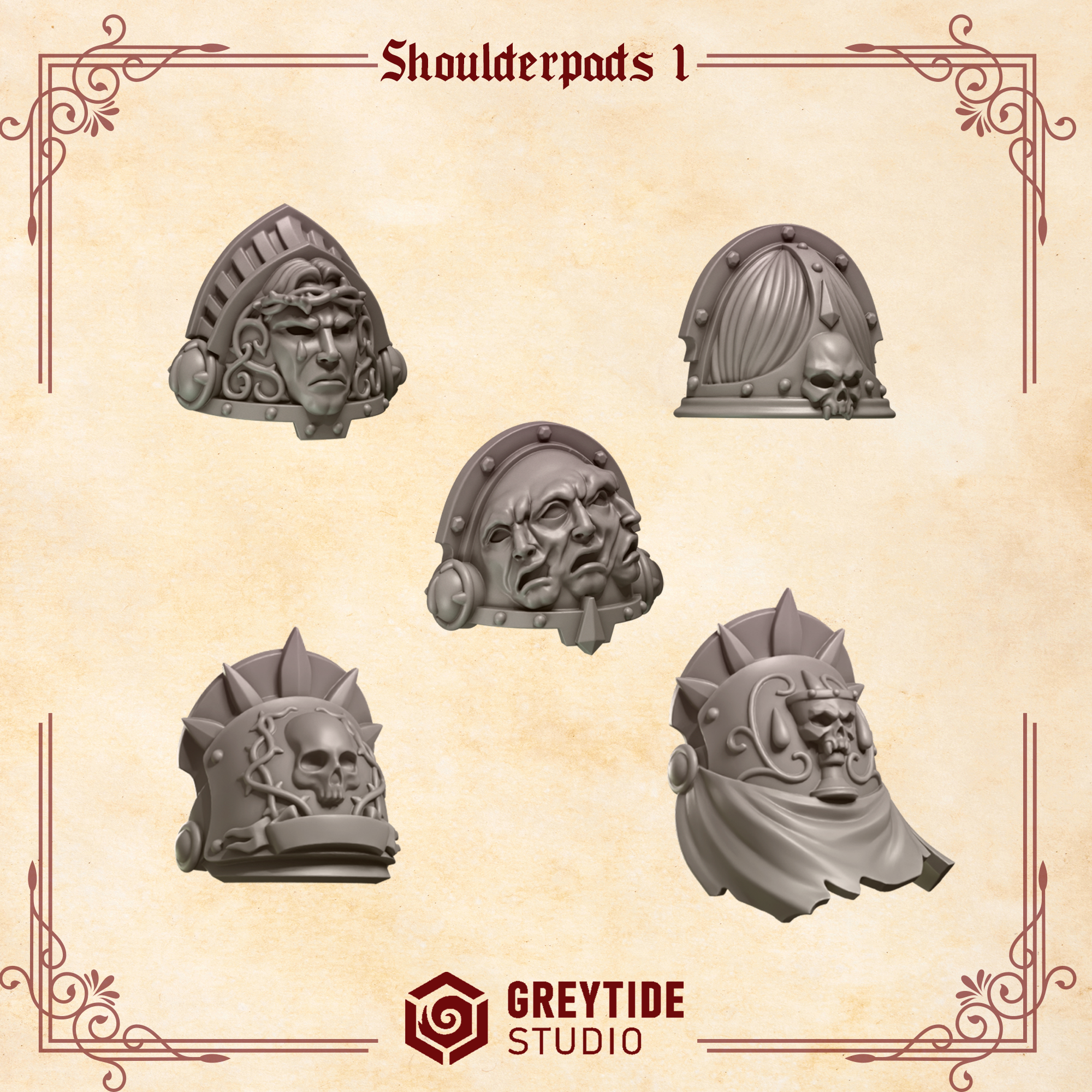 Shoulder Pads Set 1 | Crimson Lords | GreyTide Studios