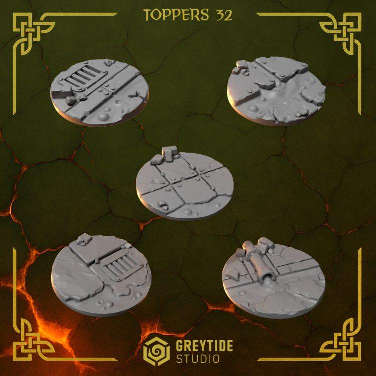 Base Toppers Set 1 28mm, 32mm, 40mm, 50mm | Fire Drakes | GreyTide Studios